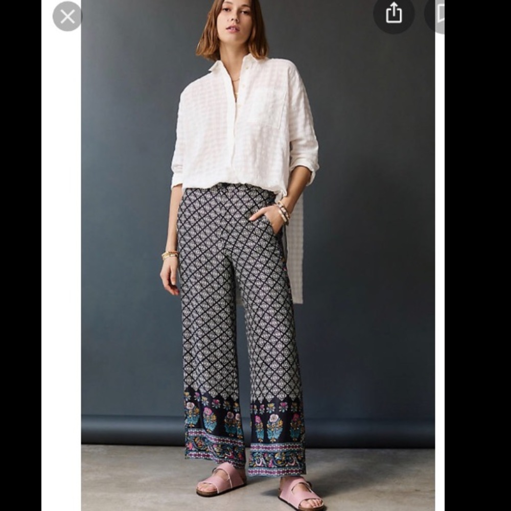 NWOT Anthro Maeve Rhiannon Satin Crop Flare Pants